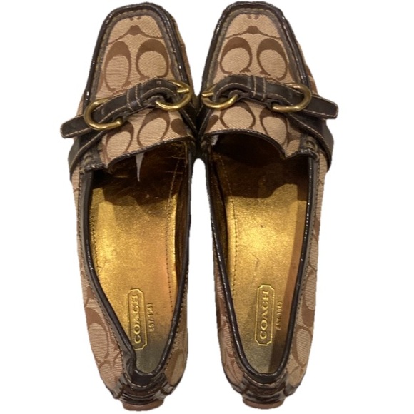 Coach Sharin Driving Loafers Canvas Signature C Slip On Sz 9.5 - Picture 1 of 8